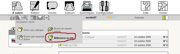 Référencer un site dans SPIP