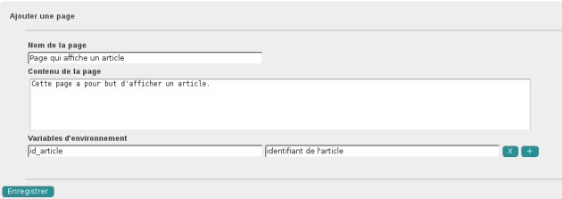 Exemple d'ajout d'une page